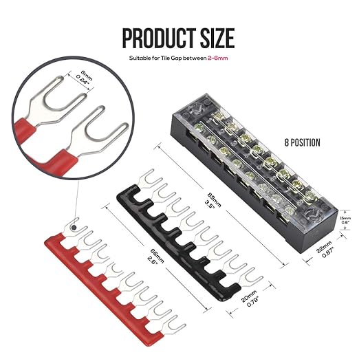 73Pcs(6Sets) Terminal Block Set, 6Pcs 8 Positions 600V 15A Dual Row Screw Terminal Strip Block + 6Pcs Pre-Insulated Terminals Barrier Strip + 60Pcs Insulated Fork Wire Connector by CGele…