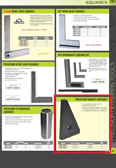 HHIP 4901-2705 10 x 6 x 1 Precision Granite Square, Black