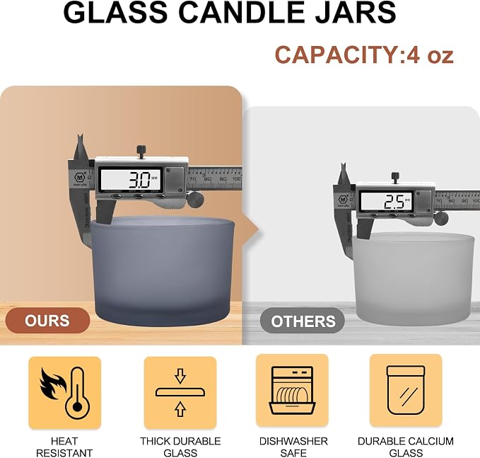 SHOWIN Thick Candle Jars for Making Candles 16 Pcs, 4 OZ Empty Jars - Image 2