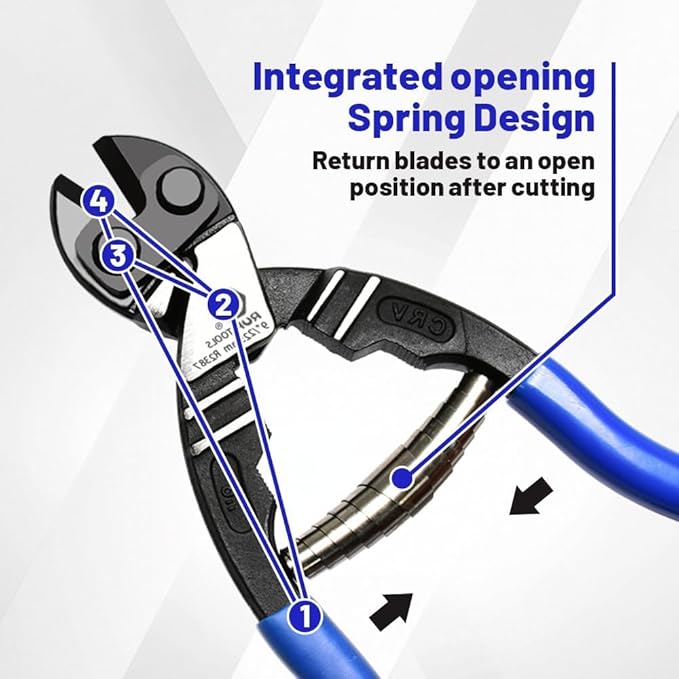 9-inch Bolt Cutters - Wire Cutters Heavy Duty for Chains and Screws,CR-V Steel Blade,Spring-Loaded Design,Soft Grip & Lock for Wires, Chains, Screws, Hardware