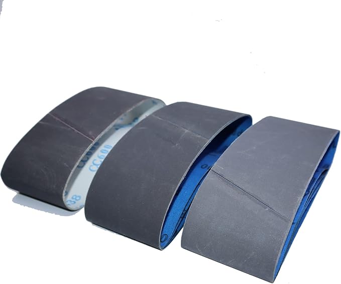 Belt Sander Sanding Belts 3x18, Silicon Carbide Wet Dry Sanding Sandpaper 600 800 and 1000 Assorted Fine Grit, 12-Pack