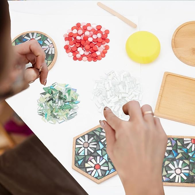 WEBEEDY 3 Styles DIY Mosaic Craft Kit Easy to Make DIY Flower Mosaic Bamboo - Image 4