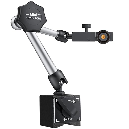 Neoteck 132lbs/60kg Max Pull Steel Magnetic Base for Digital Dial Indicator with 3/8 inch (9.52mm) Clamping Hole Adjustable Test Indicator Holder Weighs 671g Widely Used in 3D Printer and Lathe