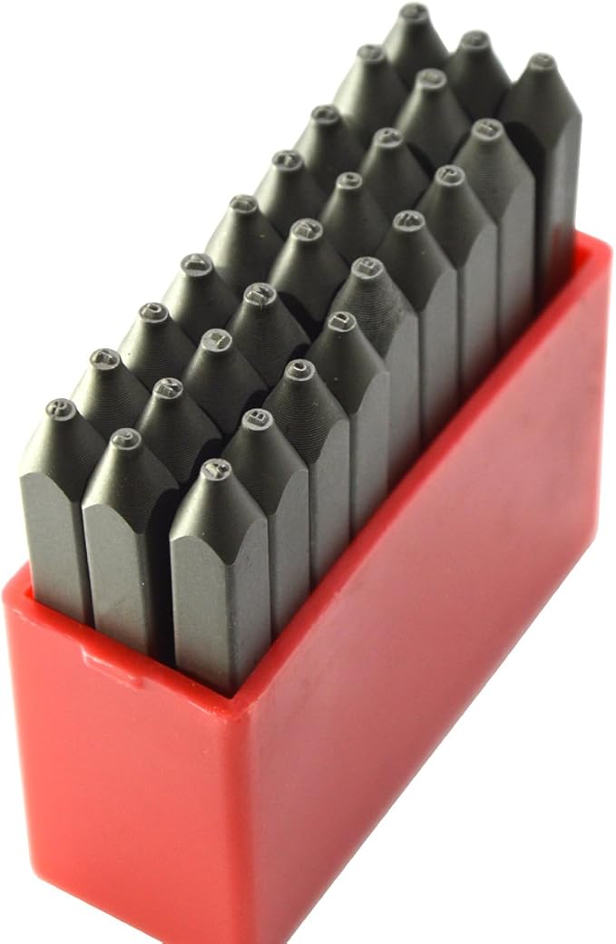 27pcs Heavy Duty Steel Stamp Uppercase Letter 3/64 1mm Hand Stamping Character Mark Code Alphabet Punch Kit for Bracelet Ring Jewelry Sheet Metal Plate Making Mold Die