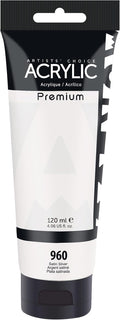 AUREUO Satin Silver Acrylic Paint, 4 Fl Oz / 120ml Single Tube, Metallic Art by AUREUO