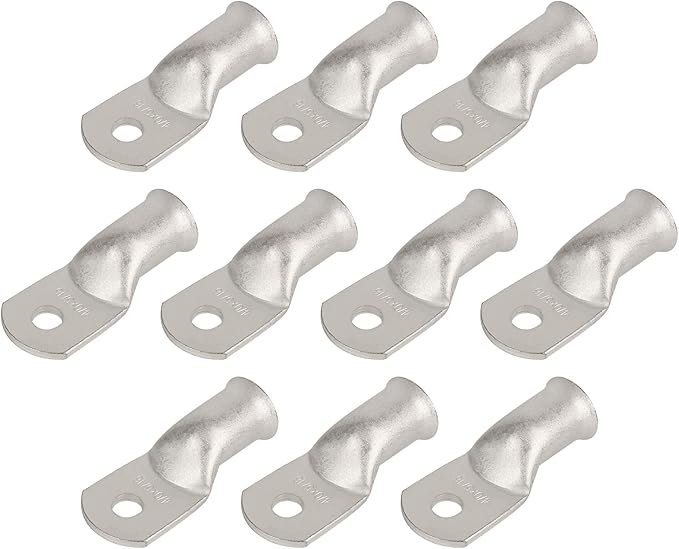 10pcs 4/0 AWG-5/16(M8) Tinned Copper Ring Terminals Battery Lugs, Heavy Duty Wire Lugs, Battery Cable Connectors