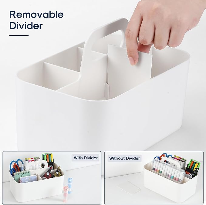 Multiuse Caddy Organizer with Handle, Portable Divided Plastic Tote Bin - Image 6