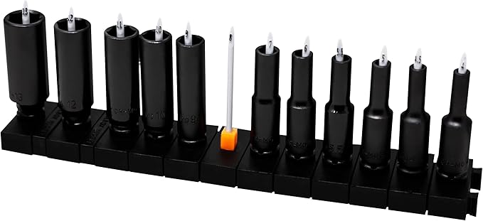 ToolBox Widget Socket Organizer ½ Inch Pro Series – Modular Magnetic Socket Holder with Missing Tool Indicator – Size Stems NOT Included - 1 Pack, 12 Organizers