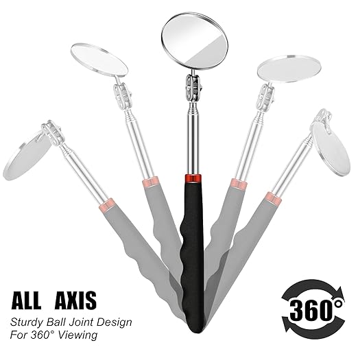 3 Pieces Telescoping Inspection Mirror Round Square Mirror Inspection Tool for Checking Vehicle, Observing Eyelashes Mouth and Other Small Parts(Oval, Square, Round Style)