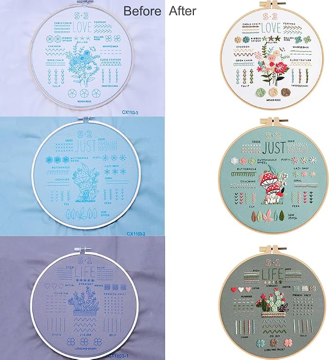 COCOMOX 3 Sets Embroidery Kit for Beginners Adults, Needlepoint Cross Stitch - Image 4