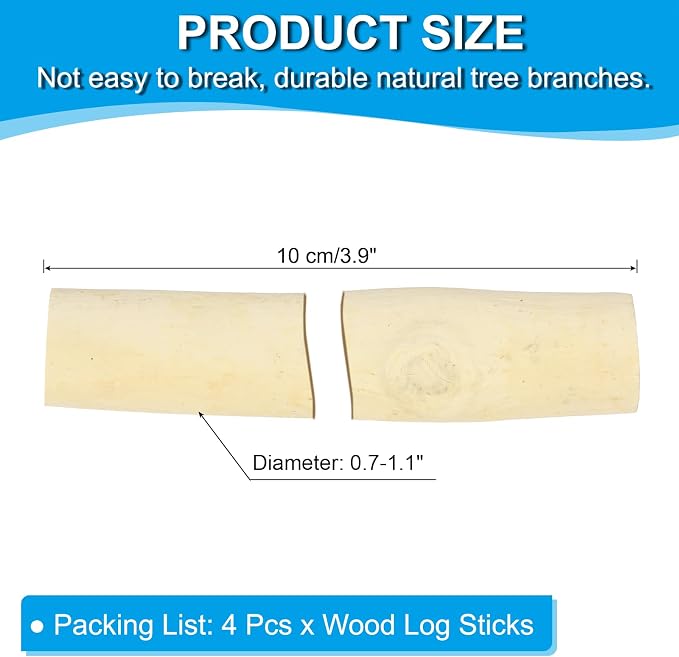 PATIKIL 4 Pcs / 10cm Wood Log Sticks, 0.6-1.2inch in Diameter Natural Driftwood - Image 2
