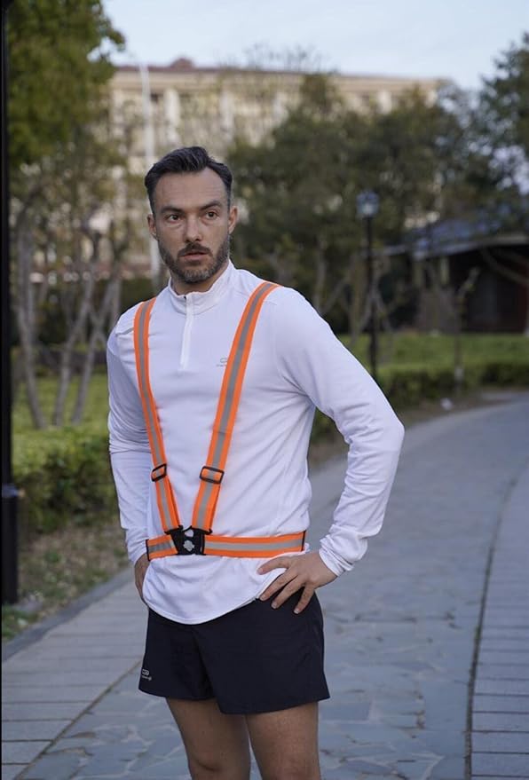 Dazonity High Visibility Safety Vest,Lightweight,Adjustable & Elastic Vest,Hi Vis Reflective Strips, Fit for Men & Women, Construction,Cycling, Runnning, Surveyor, (Orange)