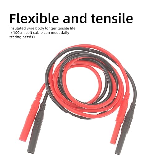 2PCS Meter Test Lead Extension Male to Female Connector, 4mm Banana Plug to Jack Heavy Duty Silicone Wires, 14AWG Multimeter Leads Probes Adapter