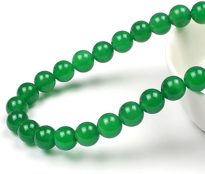 MJDCB 7A Natural Green Agate Round Stone Loose Beads - Image 2