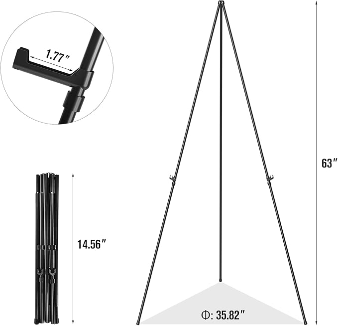 Easel Stand for Display, Aredy 63" Portable Painting Easel, Lightweight Metal - Image 5