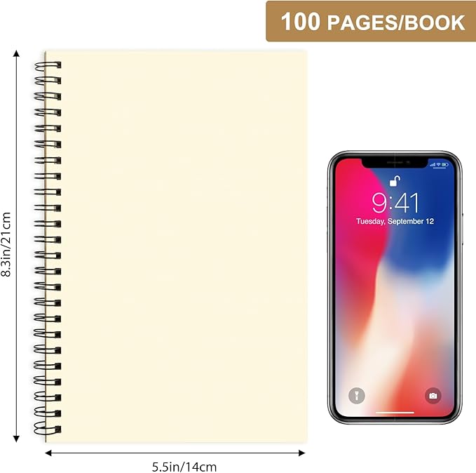EOOUT 4 Pack A5 Blank Spiral Notebooks Sketchbooks, Unlined Journals 5.5 x 8.3in - Image 2