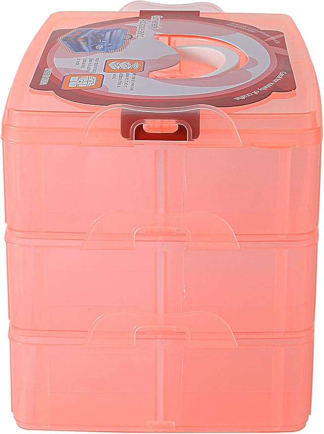 Sooyee Craft Storage Organizer, 3-Tier Plastic Sewing Box - Image 6