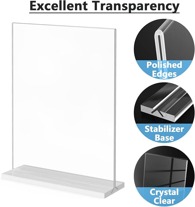MaxGear Acrylic Sign Holder 8.5" x 11" Double Sided Display Stand, 18 Pack | - Image 4