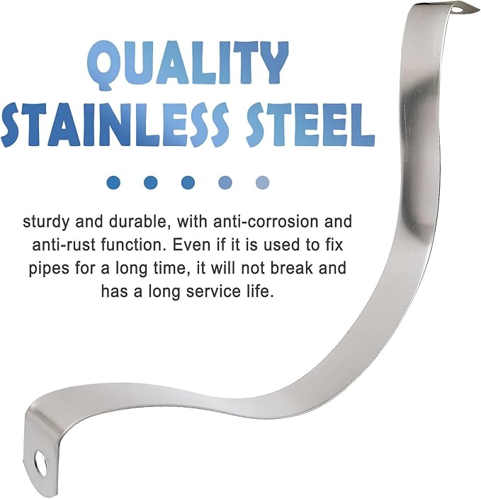 NGe 8inch Rigid Pipe Strap Clamp-Two Hole Strap-U Bracket Tube Clip-Stainless Steel Heavy Duty Pipe Fasten Holder-Secures Conduit,2Pcs（255mm)