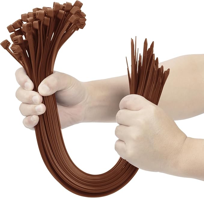 XINGO Brown 24 inch Zip Ties Heavy Duty 100 Pack, 200 LBS Ultra Strong Plastic Wire Ties, Large Cable Ties Extra Long Tie Wraps, Indoor and Outdoor UV Resistant