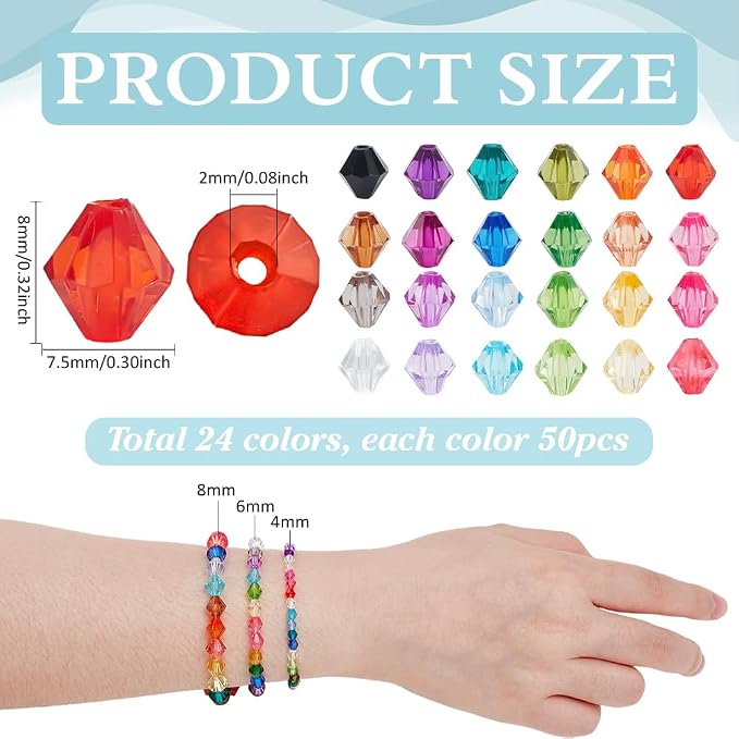 PH PandaHall 1200pcs 8mm Crystal Beads - Image 2