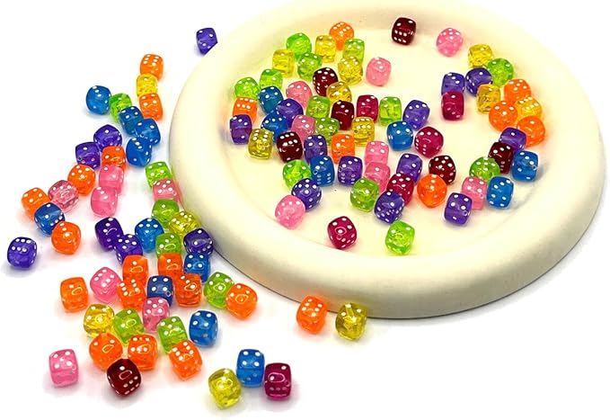 120PCS Transparent Colorful Dice Beads, Fun Dice Shaped Acrylic Beads - Image 8