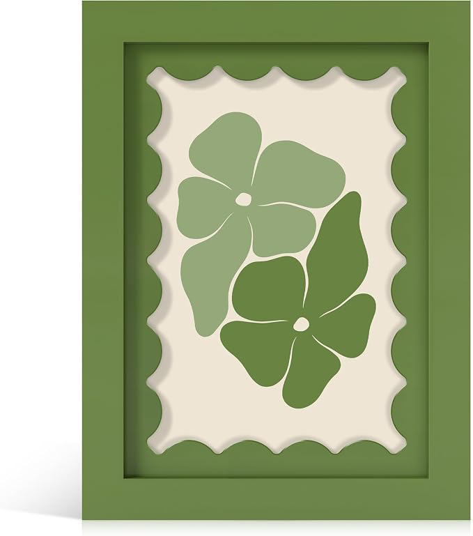 5x7 Picture Frame with Real Glass, Wooden cute 5 x 7 Photo Frame with Wavy Mat by THKRLOF
