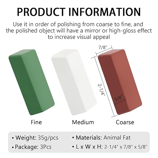 SCOTTCHEN Buffing Polishing Cutting Compounds 4 Oz. Kit - Green Fine/White Medium/Red Coarse - 3 Pack