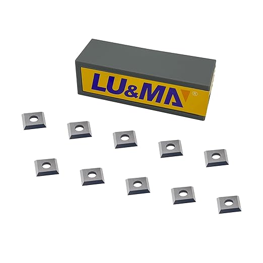 LU&MN 10.5mm Square Straight Tungsten Carbide Cutter Inserts 10.5×10.5×1.5mm-35° Designed for Spiral/Helical Planer Cutter Head Wood Turning Tools, 10pcs
