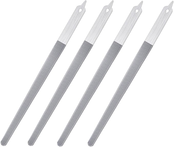 Diamond Deb Nail File 4 Pack Double Sided Fingernail Files for Natural Nails, Stainless Steel Toenail File with Sharp Pointed Tip, Professional Fine Grit Finger Nail Files for Women Men Girls (6in)