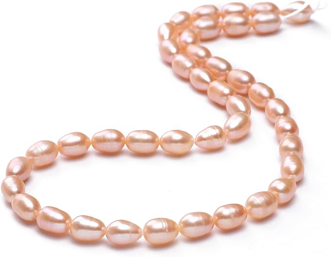 Natural Pearl Beads Rice 6-7mm Pink Freshwater Cultured Loose Gemstone Beads for DIY Jewelry Making 13.8''/Strand HQ
