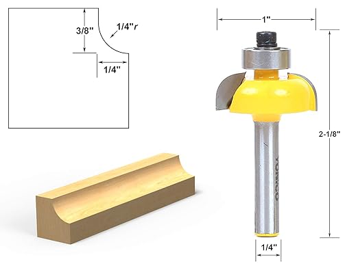 YONICO Cove Router Bits Edge Forming 1/4-Inch Radius 1/4-Inch Shank 13152q