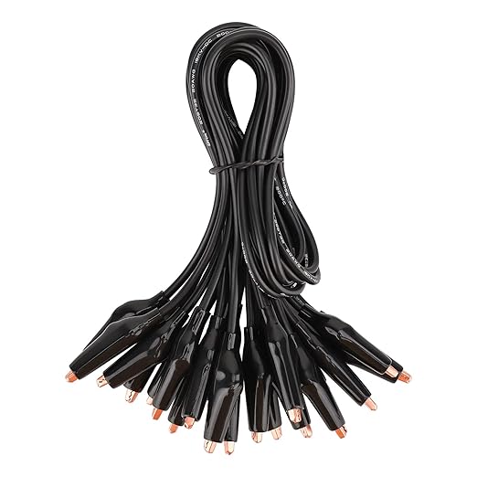 DROK Jumper Wires with Alligator Clips Electrical - 20pcs 35mm Small Pure Copper 19.6 inches/50cm Test Leads with Alligator Clips for Multimeter Electrical Testing