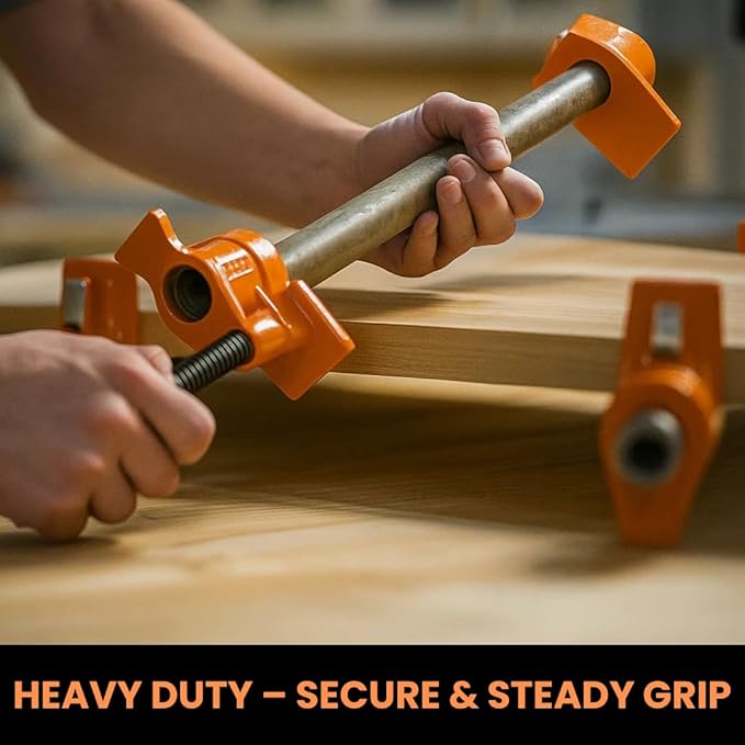 Y&Y Decor 4 Pack 3/4" Pipe Clamps for Wood Gluing, Heavy Duty Cast Iron, Professional Woodworking Tools
