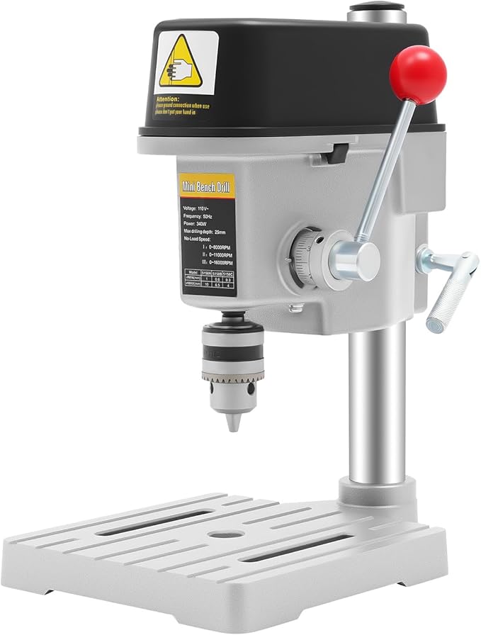 340W Bench Drill Press 3 Adjustable Speed Tabletop Drilling Machine Mini Precision Benchtop for Metal Wooden Jewelry DIY and Crafts Projects