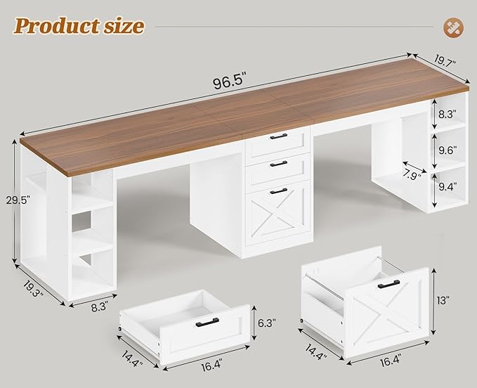 SEDETA Farmhouse 96.5" Computer Desk - Image 2