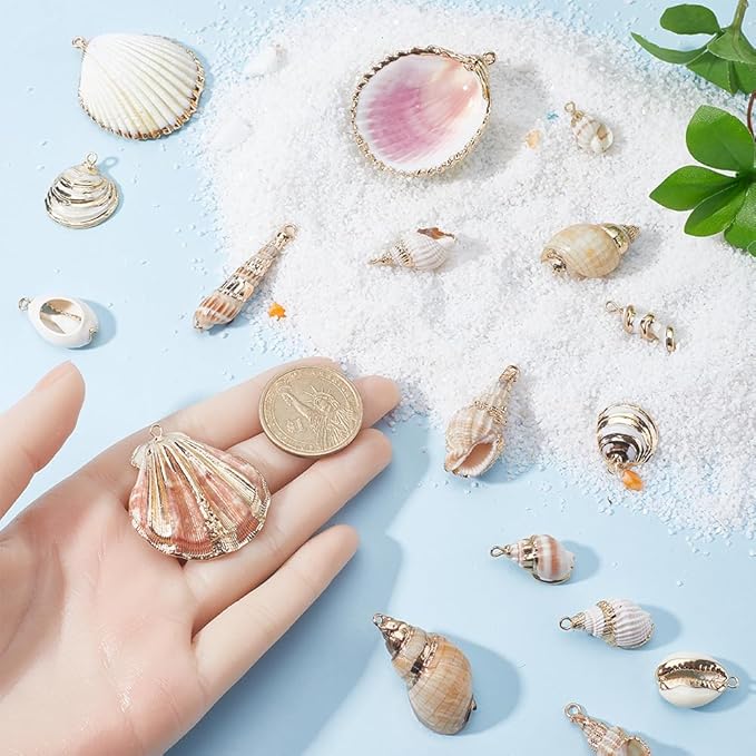 SUNNYCLUE 1 Box 20Pcs 10 Styles Sea Shell Charms Bulk Seashell Charms Natural - Image 3