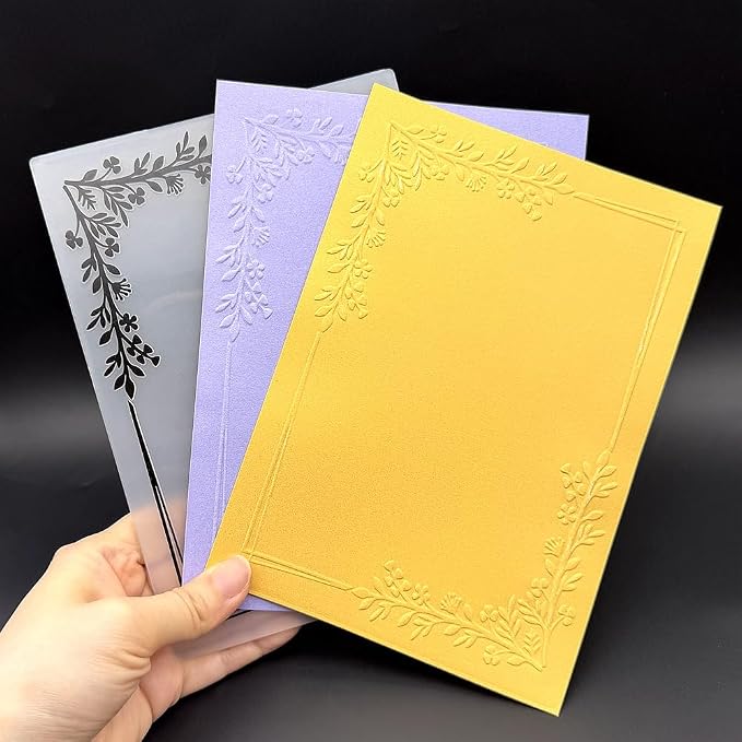 3D Plastic Embossing Folder TemplateFloral Vine Border Texture 5x7 Inch - Image 2