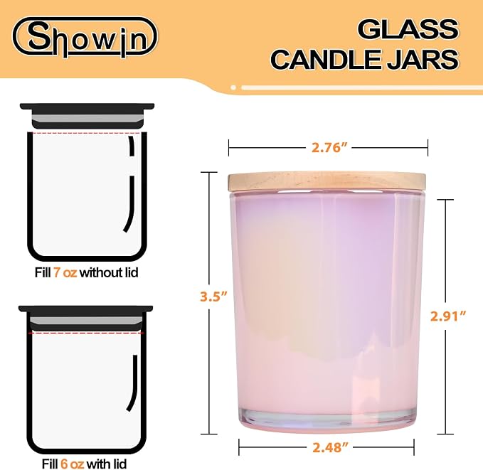 SHOWIN Thick Candle Jars for Making Candles 16 Pcs, 7 OZ Empty Jars - Image 2