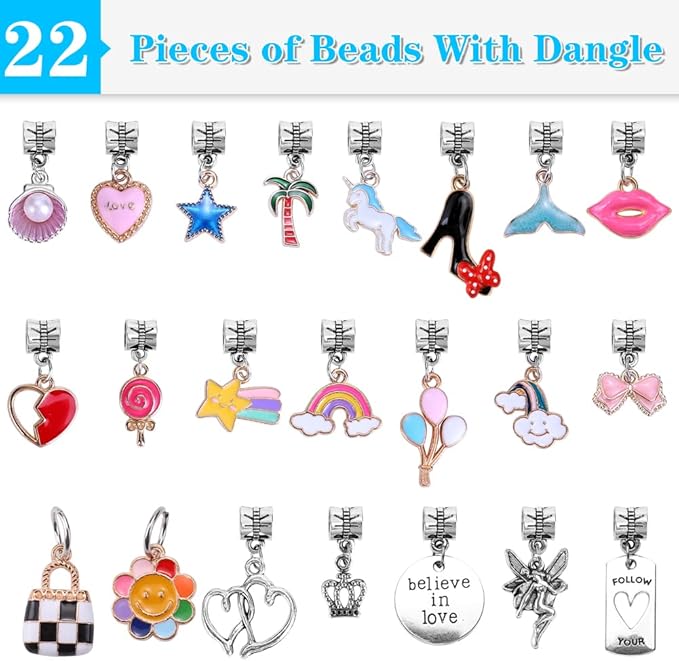 AIPRIDY 150 Pieces Charm Bracelet Making Kit, Unicorn Mermaid Crafts Gifts Set - Image 3