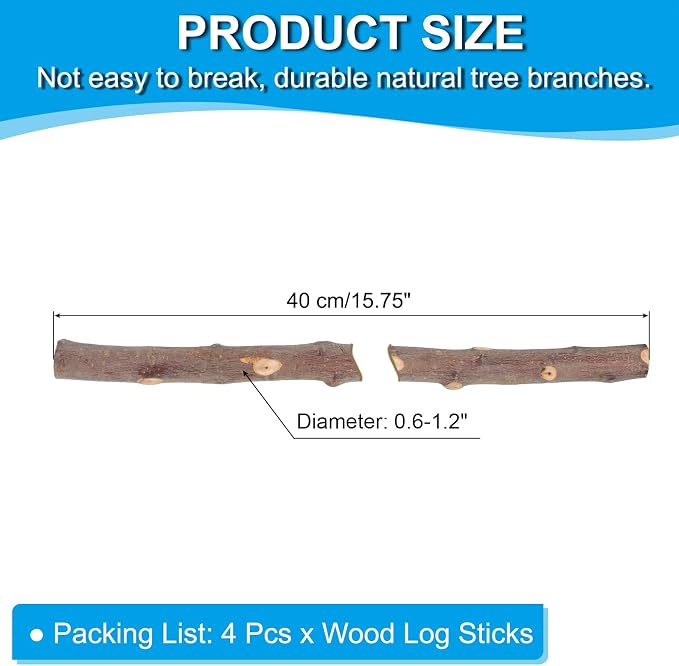 PATIKIL 4 Pcs / 40cm Wood Log Sticks, 0.6-1.2inch in Diameter Natural Driftwood - Image 2