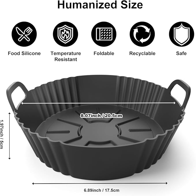 Round Silicone Air Fryer Liners 3Pack, Ninja AF101 & AF161 Silicone Liners - Image 2