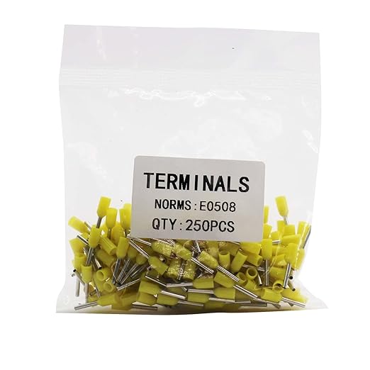 Fidioto 250pcs 22AWG Wire Ferrules, Crimp Terminal Connector Sleeves for Electric, Industrial, Chemical Industry, Power Control System, etc.