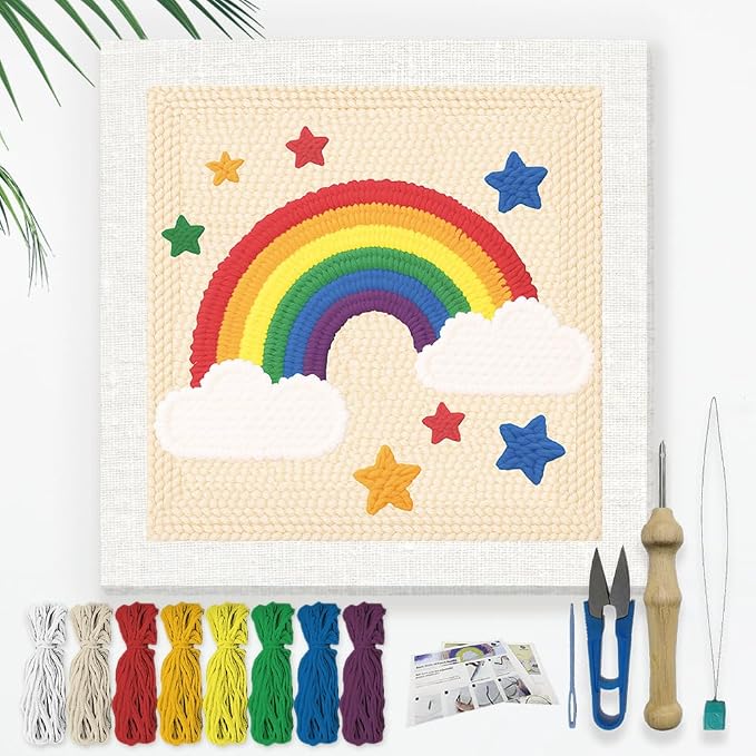 Doodlream Rainbow Star DIY Punch Needle Embroidery Kit by Doodlream