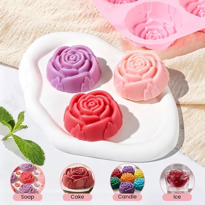 SJ Rose Soap Molds 2 Packs, Flower Design Silicone Soap Molds - Image 5