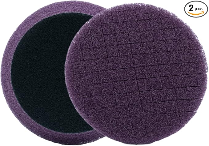 3D Dark Purple Foam Cutting Pads, 2 Pack | Fast Compound Cuts for Removing Paint Defects | Professional Grade | Superior Finish for Automotive Painted Surfaces | Car Detailing | 3.5” Round