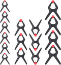 WORKPRO 16-Piece Nylon Spring Clamp Set-4pc 6-1/2", 6pc 4-1/2" , 6pc 3-3/8", for Woodworking, Photography Studios and DIY Works, Black