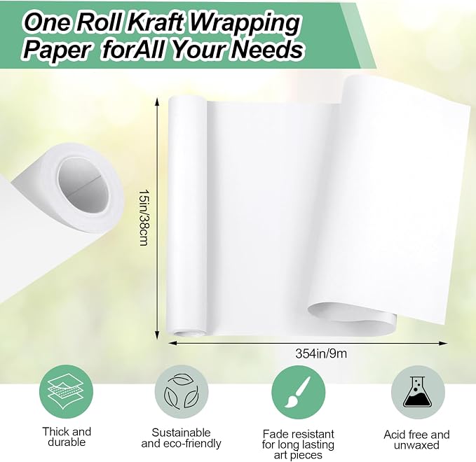 Phinus Craft Paper Roll 15''×354'', Industrial-Grade Kraft Paper Roll, Gift - Image 2