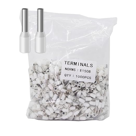Fidioto 1000pcs AWG16 Wire Ferrules Terminals Kit, Wire Insulated Cord Pin Ends Terminals for Electric, Industrial, Chemical Industry, Power Control System, etc. (White-1000PCS-16AWG)
