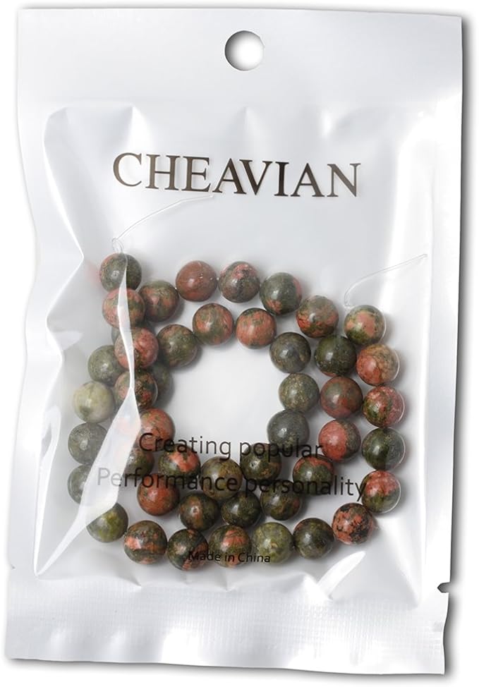 45PCS 8mm Natural Unakite Gemstone Round Loose Beads - Image 5
